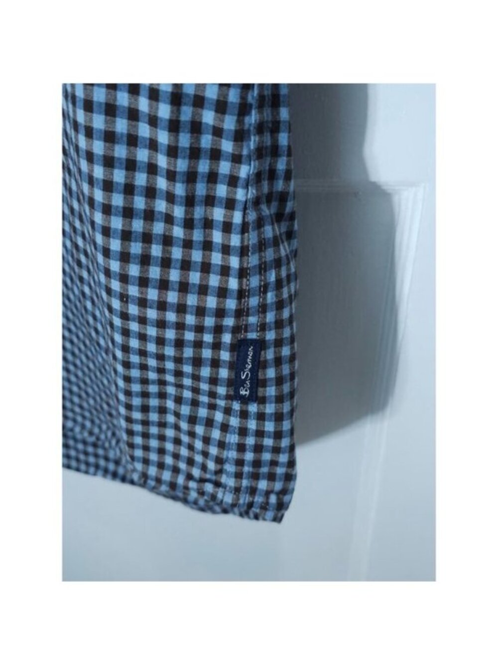 Ben Sherman Men's Blue & Brown Gingham Stretch Long Sleeve Size Large - Picture 5 of 8